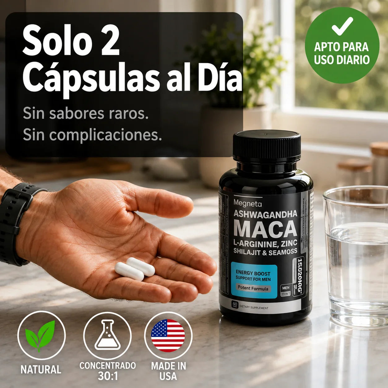 Maca + L-Arginina | Energía y Vitalidad Masculina Natural